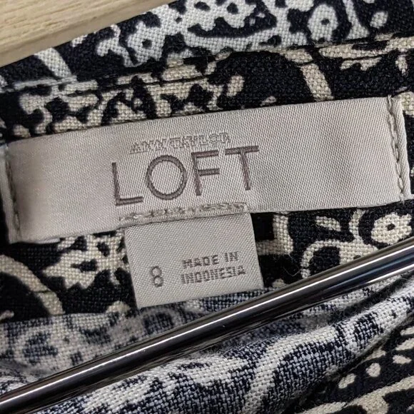 LOFT  Brocade Linen Skirt‎ Womens Size 8 Pleated Print Mini Black - Picture 3 of 5